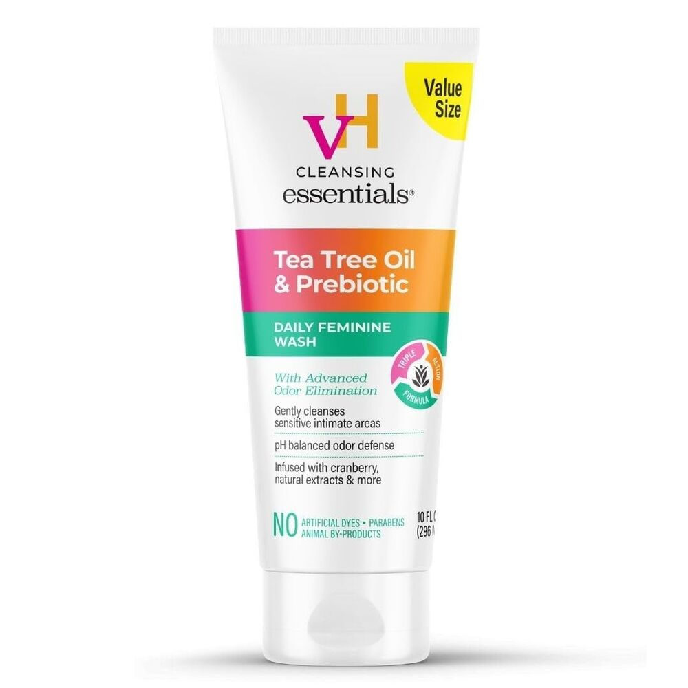 vH Essentials Feminine Wash Tea Tree Oil Prebiotic pH Balance Cleanser 10 oz